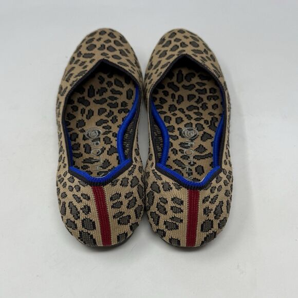 Rothy’s The Flat Womens 8 Brown Spotted Leopard Knit Round Toe Slip On Shoes - Picture 9 of 15